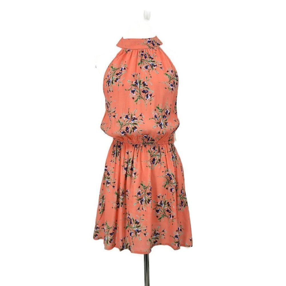 New Flynn Skye Poppy Mini Dress Womens Medium Evening Cuts Floral Rayon Halter